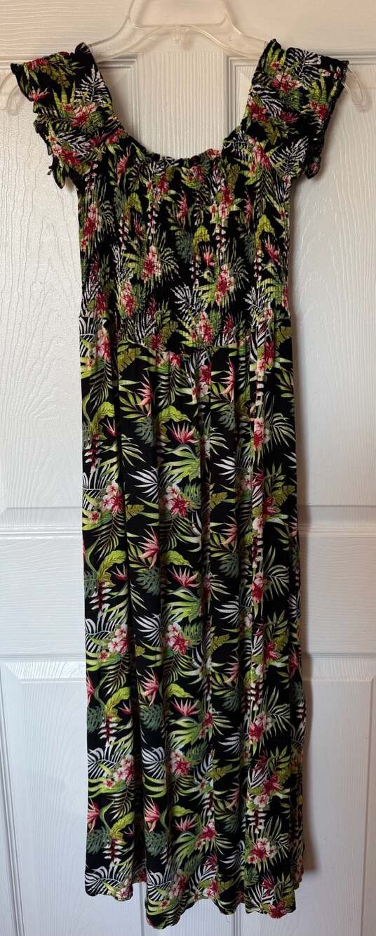 Salty Lemon Tropical Floral Smocked Maxi Dress Size S